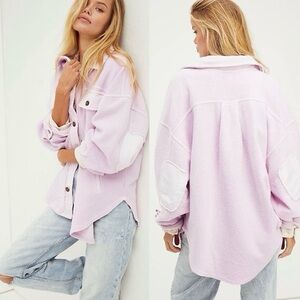 Free People Oversized Shacket with White Elbow Patches